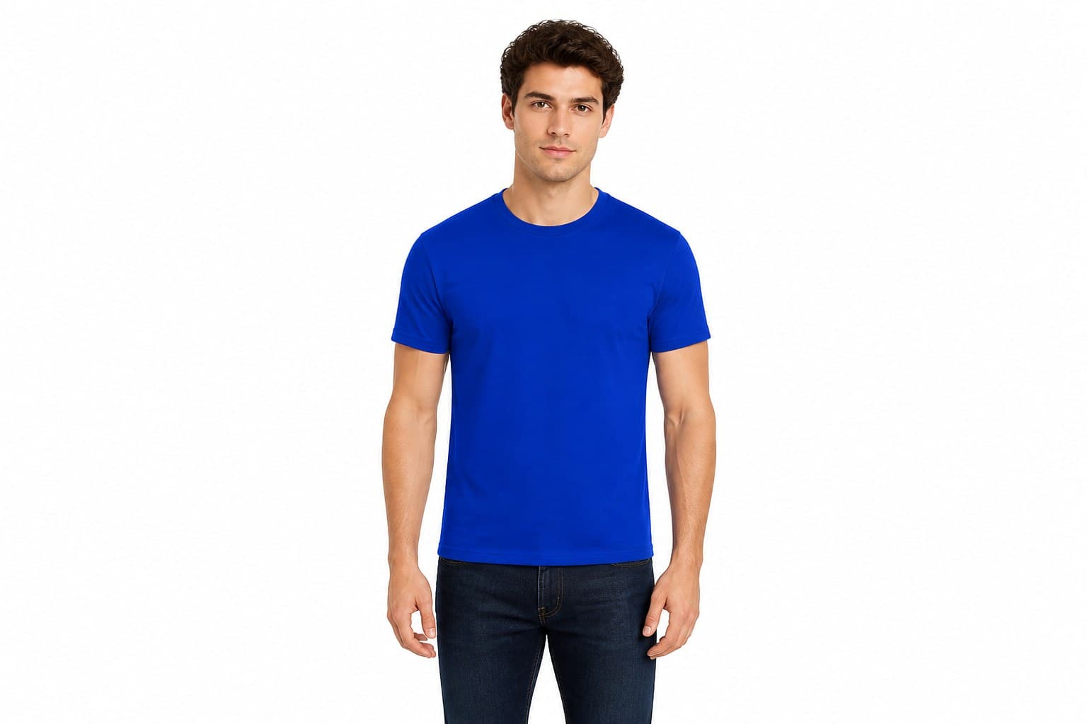Prepared illustration of the shopper wearing the blue T-shirt in the simulated walkthrough